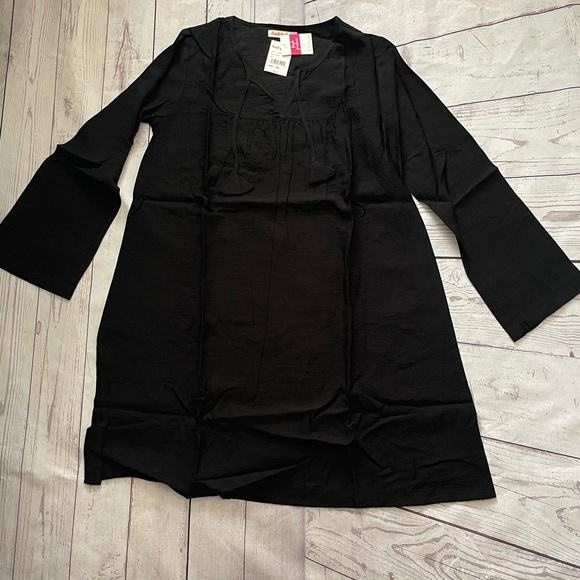 Fresh Produce Black Bahia Dress / Swimsuit Coverup Tassel V-neck S - Picture 2 of 5